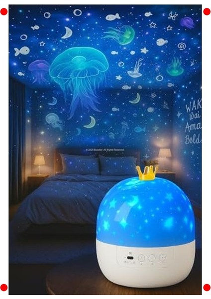 Çocuklar Için 360° Dönen Yıldız Gece Lambası Projektör modelleri
