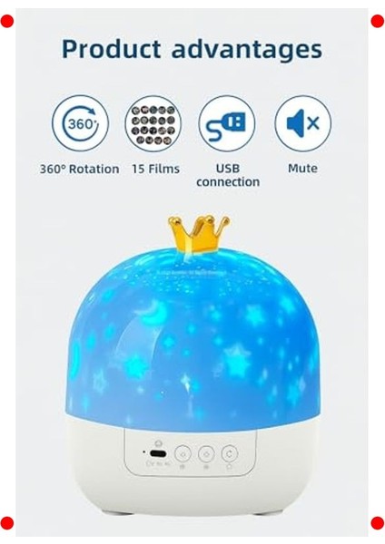 Çocuklar Için 360° Dönen Yıldız Gece Lambası Projektör indirimleri