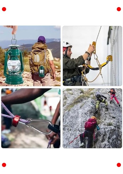 Paslanmaz Çelik 6mm Yaylı Karabina Kanca Seti (5 Adet) modelleri