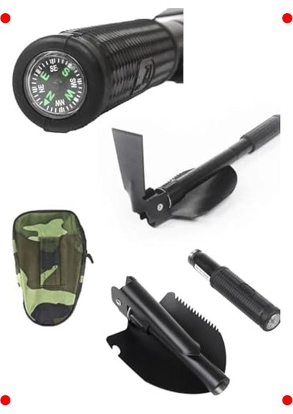 Portatif Katlanır Metal Kazma Kürek Seti Çantalı