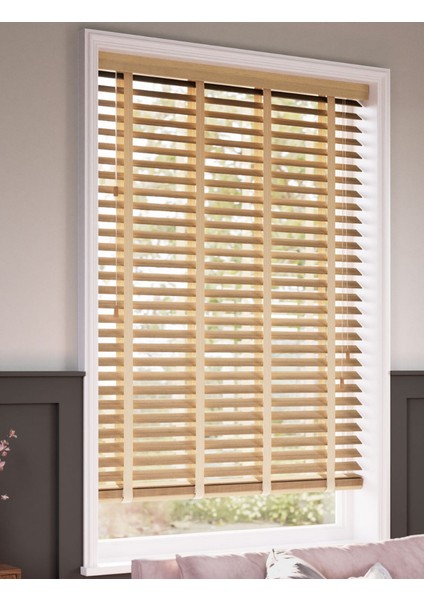 Wooden Blinds Doğal Ahşap Jaluzi Perde 50 mm, Alüminyum Kasalı - Ahşap Naturel fiyatları