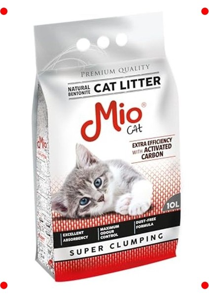 Aktif Karbonlu Topaklanan Kedi Kumu Bentonit 10 Lt