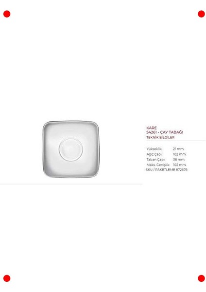 Kare Çay Tabağı Seti - 6 Adet, Hediyelik Kutu modelleri