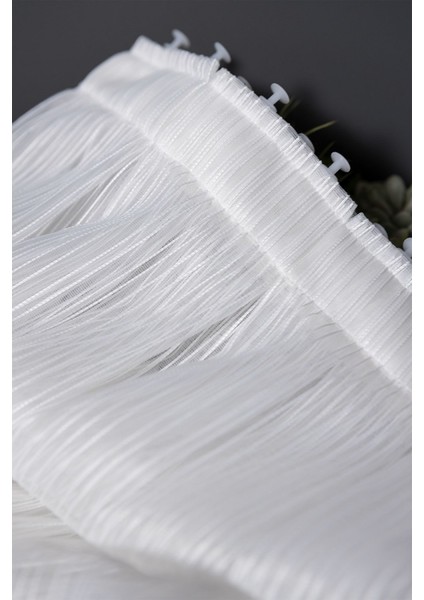 Montiago Modern Zincir Çizgili, Eteği Kurşunlu Salon, Oturma Odası, Mutfak, Ofis Yüksek Kaliteli Tül Perde 1x2,5 Normal Orta Pile