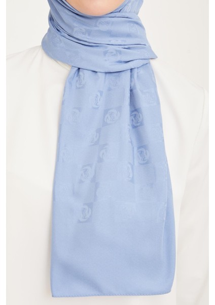 Trend Lıfe Jakarlı Mavi A Logo Dama Desen Şal 23046 fiyatları