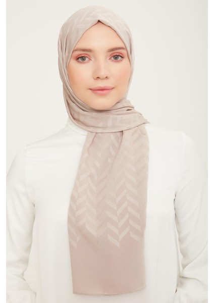 Trend J.capri Açık Vizon Rengi Desenli Şal 1 - 136