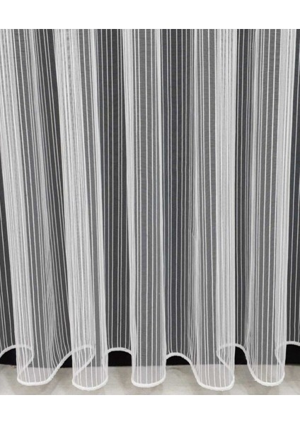 Montiago Modern Zincir Çizgili, Eteği Kurşunlu Salon, Oturma Odası, Mutfak, Ofis Tül Perde 1x3 Sık Pile