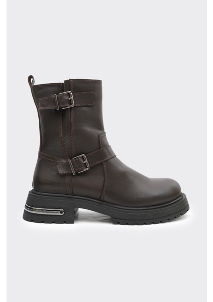 Hakiki Deri Fermuarlı Kadın Bot