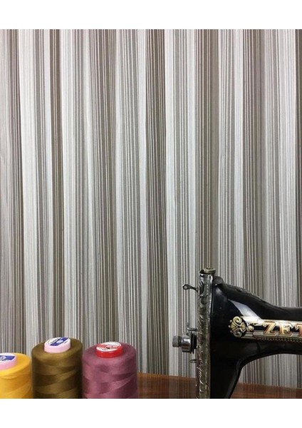 Montiago Modern Zincir Çizgili, Eteği Kurşunlu Salon, Oturma Odası, Mutfak, Ofis Tül Perde 1x2,5 Normal Orta Pile