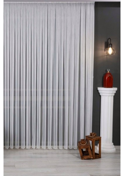 Montiago Modern Zincir Çizgili, Eteği Kurşunlu Salon, Oturma Odası, Mutfak, Ofis Tül Perde 1x3 Sık Pile