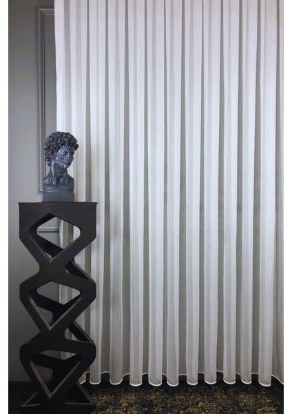 Larissa Modern Sedefli Çelik, Eteği Kurşunlu Salon, Oturma Odası, Mutfak, Ofis Yüksek Kaliteli Tül Perde 1x3 Sık Pile