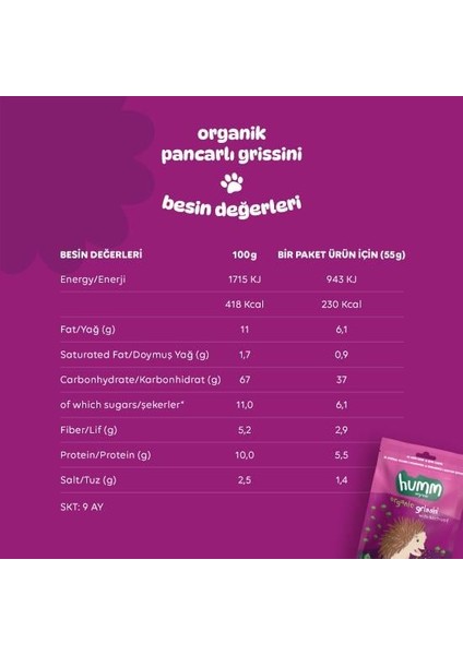 Humm Organik Vegan Pancarlı Grissini 55 gr indirimleri