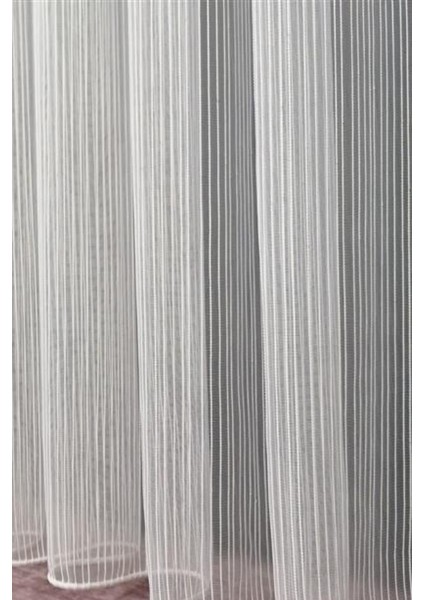 Montiago Modern Zincir Çizgili, Eteği Kurşunlu Salon, Oturma Odası, Mutfak, Ofis Tül Perde 1x2,5 Normal Orta Pile