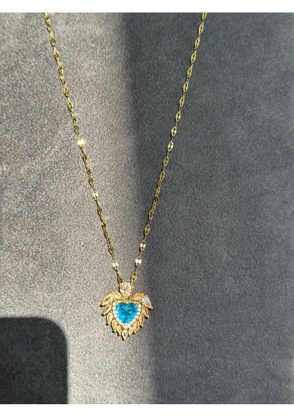 Mavi Turkuaz Kalp Taşlı Çelik Zarif Kolye - Şık ve Romantik Tasarım Özel Gün Hediyesi Için Mükemmel fiyatları