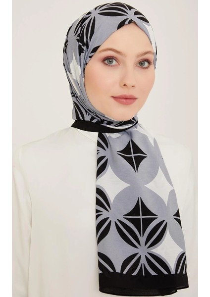 Trend Defne Şal 6347 - 2 - 01 Gri Beyaz
