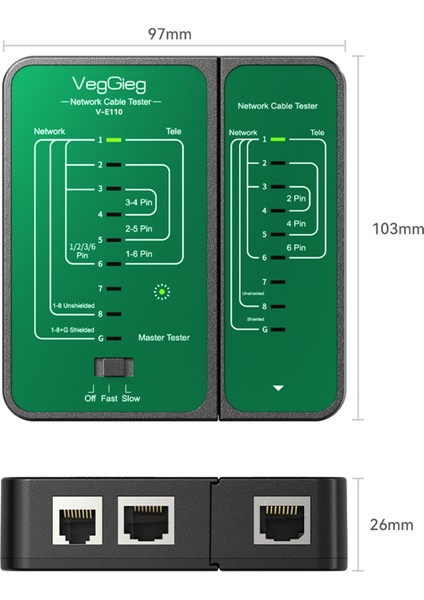 RJ45 RJ11 Uyumlu Cat6 Cat7 Cat8 Poe Destekli Network Ethernet Test Cihazı