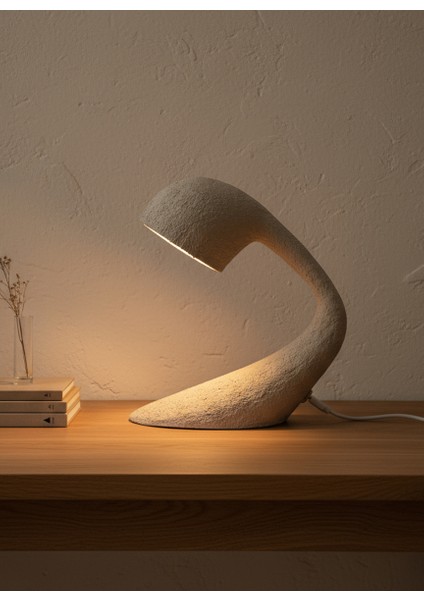 Nomi Alçı Dokulu Dokunmatik LED Masa Lambası (19 x 21 Cm)