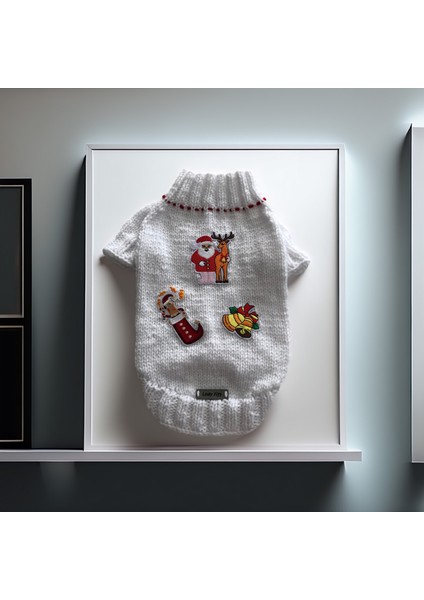 Kedi ve Köpek Için Beyaz Santa Bell Yeni Yıl / Noel Kazağı