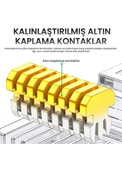 CAT5e RJ45 Jack Ethernet Konnektörü Altın Kaplama 100 Adet indirimleri