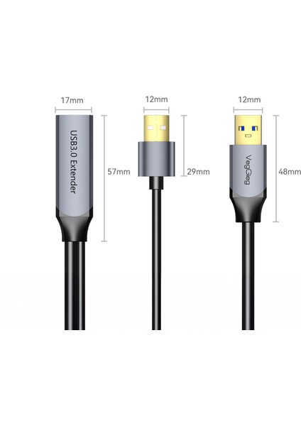 USB 3.0 Uzatma Kablosu Sinyal Güçlendirici Extender Destekli USB-A Uzatıcı Kablo 20 Metre