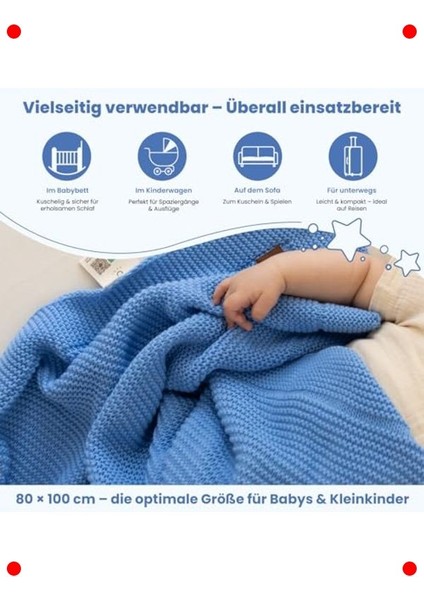 Lüks Yumuşak Bebek Battaniyesi Mavi 80X100 cm fırsatları