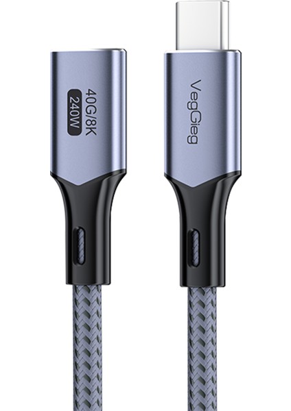 USB 4.0 E-Mark 240W 40Gbps Thunderbolt 4 8K 60Hz Type-C Uzatma Kablosu 50 CM