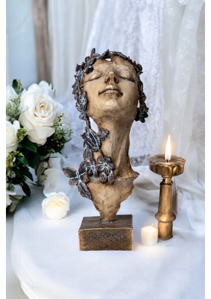 Dekoratif Çiçek Saçlı Kadın Biblo