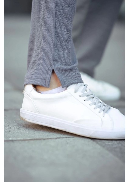 Erkek Paça Yırtmaçlı Burgu Selanik Dokulu Jogger Buggy Pantalon Rahat Kalıp - Gri fiyatları