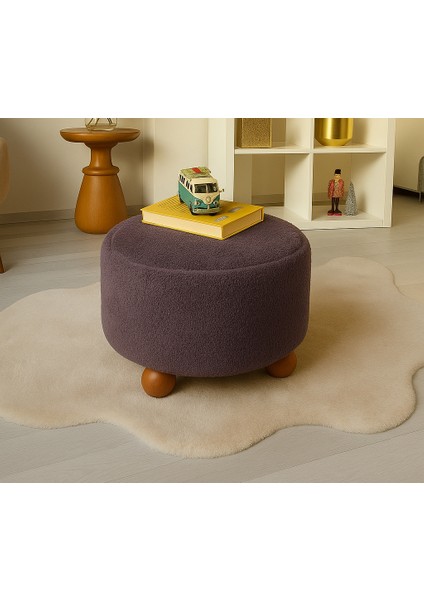 pufo dekoratif - gri renkli - gürgen ayaklı - yuvarlak puf - çok amaçlı kullanım - modern bench fiyatları