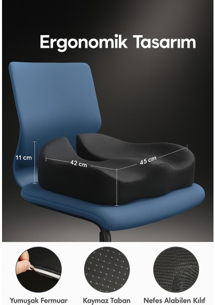 Ergonomik Ofis Sandalye ve Araba Minderi Seti | Bel, Boyun ve Oturma Desteği 3'lü Set modelleri