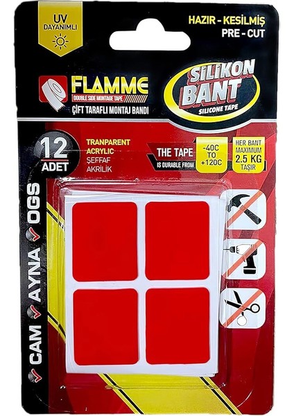 Montaj Bandı 2.5 kg - Çift Taraflı Hazır Kesilmiş Silikon Bant 12&#39;li Montaj Bandı, Şeffaf modelleri
