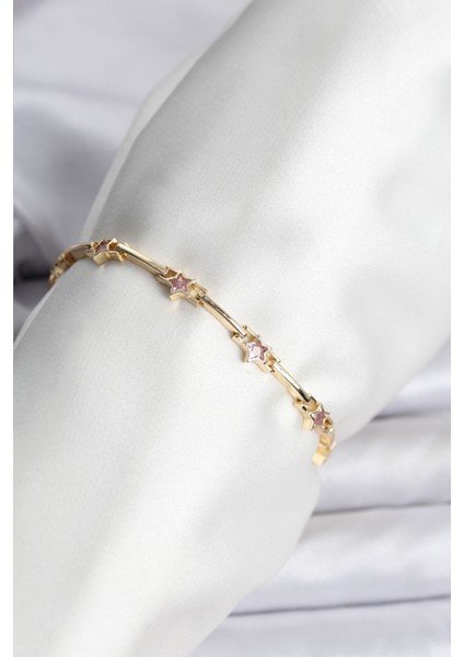 Yıldız Model Gold Renk Pirinç Bileklik - TJ-BB8081