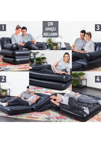 Çift Kişilik Açılır Şişme Koltuk 188X152X64 fırsatları