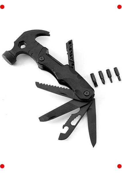 Çok Amaçlı Outdoor Çekiç & Araç Seti (Siyah)