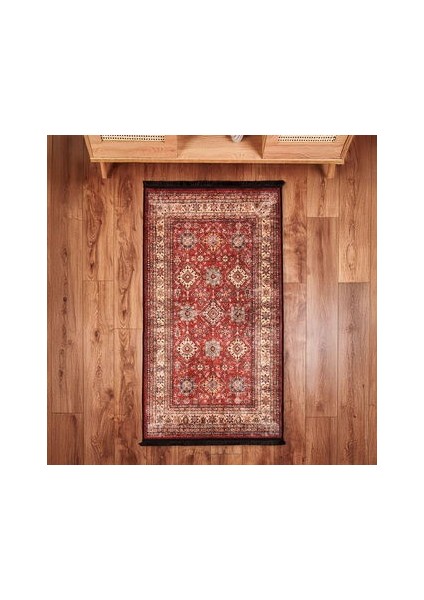 Soft Line Afgan Desenli Halı - Kırmızı - 80X150 cm