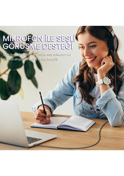3.5mm Jack Trrs Hi-Fi Aux Mikrofon ve Ses Kablosu 2 Metre indirimleri