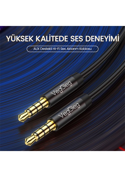 3.5mm Jack Trrs Hi-Fi Aux Mikrofon ve Ses Kablosu 2 Metre