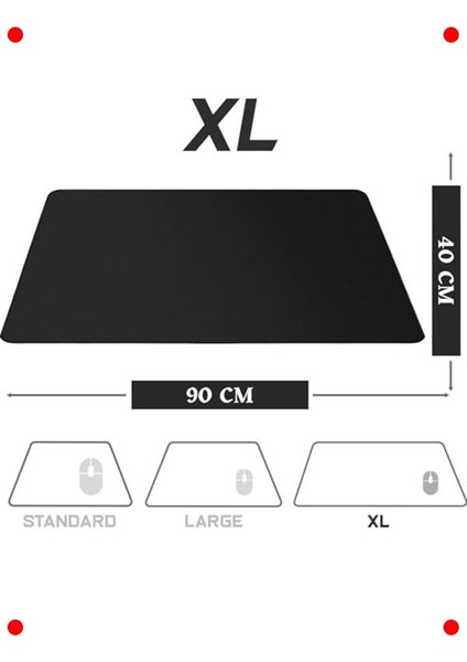 Büyük Siyah Mouse Pad (90X40) - Kaymaz, Dikişli Kenar indirimleri
