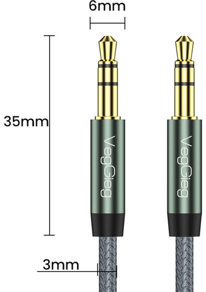 3.5mm Jack TRS Hi-Fi Örgülü AUX Ses Kablosu 3 Metre