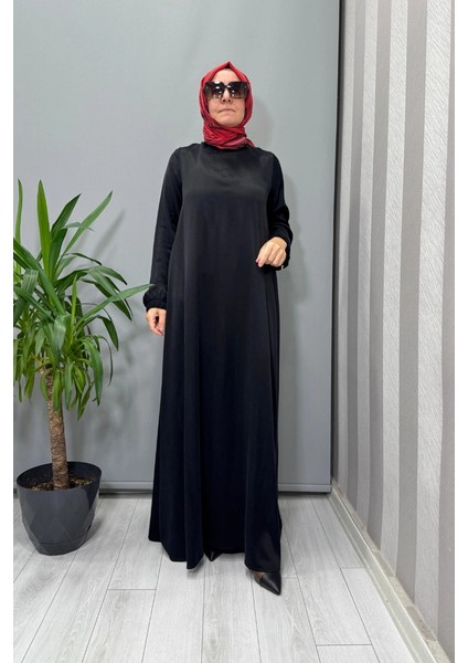 Cupro Ipek Elbise Siyah T26K-4015