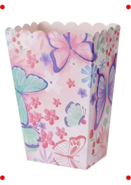 Kelebek Desenli Karton Popcorn Kutuları (8 Adet) fiyatları