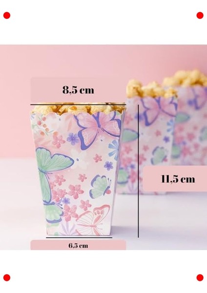 Kelebek Desenli Karton Popcorn Kutuları (8 Adet) modelleri