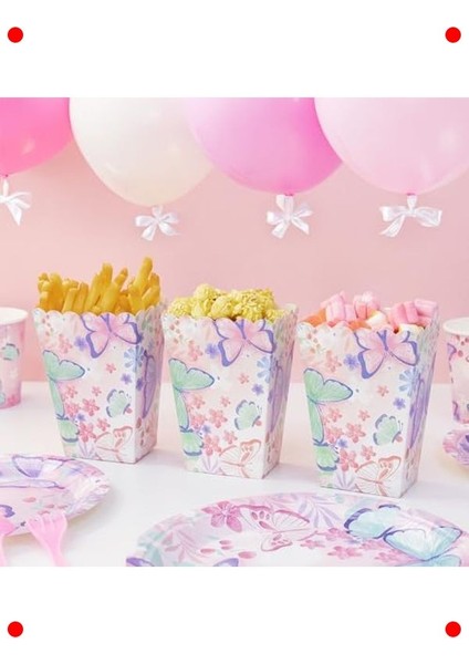 Kelebek Desenli Karton Popcorn Kutuları (8 Adet) fırsatları