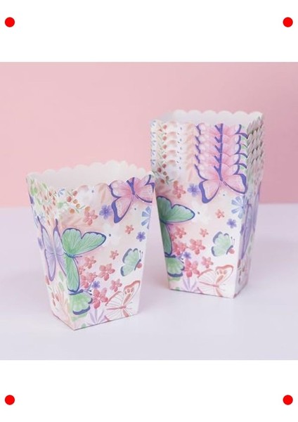 Kelebek Desenli Karton Popcorn Kutuları (8 Adet) indirimleri