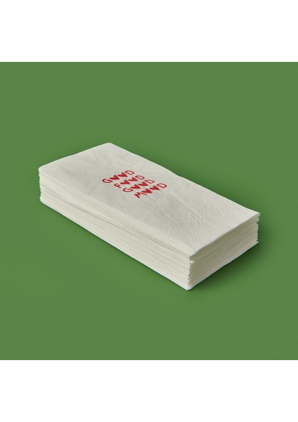 Kitchen 20'li Kalpli Desen Peçete - Kırmızı / Beyaz - 16X8 cm