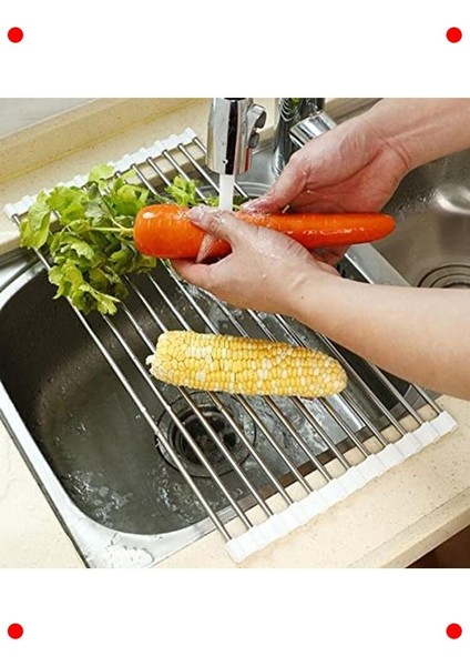 Evye Üstü Katlanır Paslanmaz Çelik Kurutma Süzgeci