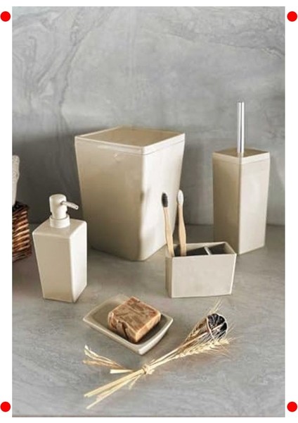 Bej Rengi Dekoratif Banyo Seti