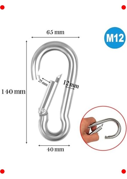 5 Adet Paslanmaz Çelik Yaylı Karabina Kanca Seti fiyatları