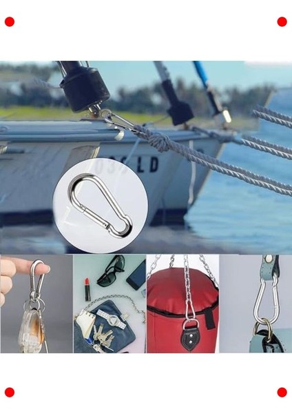 5 Adet Paslanmaz Çelik Yaylı Karabina Kanca Seti fırsatları