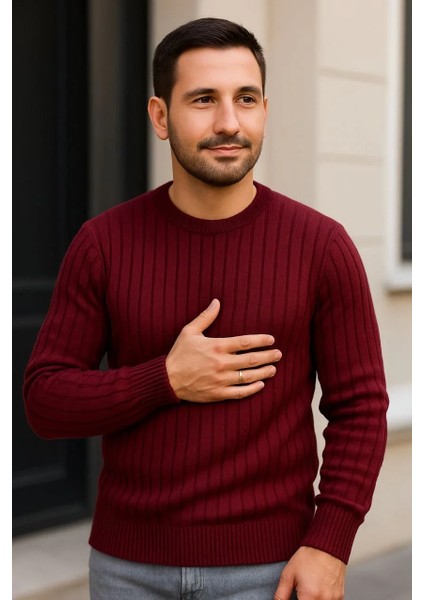 Erkek Fitilli Triko Kazak 3’lü Set – Beyaz, Bordo, Siyah | Kalın Dokuma Pamuklu Regular Fit Bisiklet Yaka Uzun Kollu Kışlık ve Baharlık Rahat Triko Kombini fiyatları